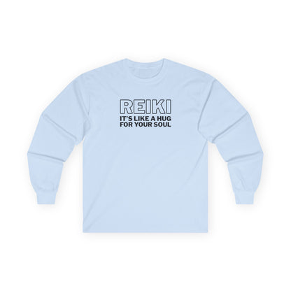 Reiki It's Like a Hug Long Sleeve Tee Light Blue Long-sleeve