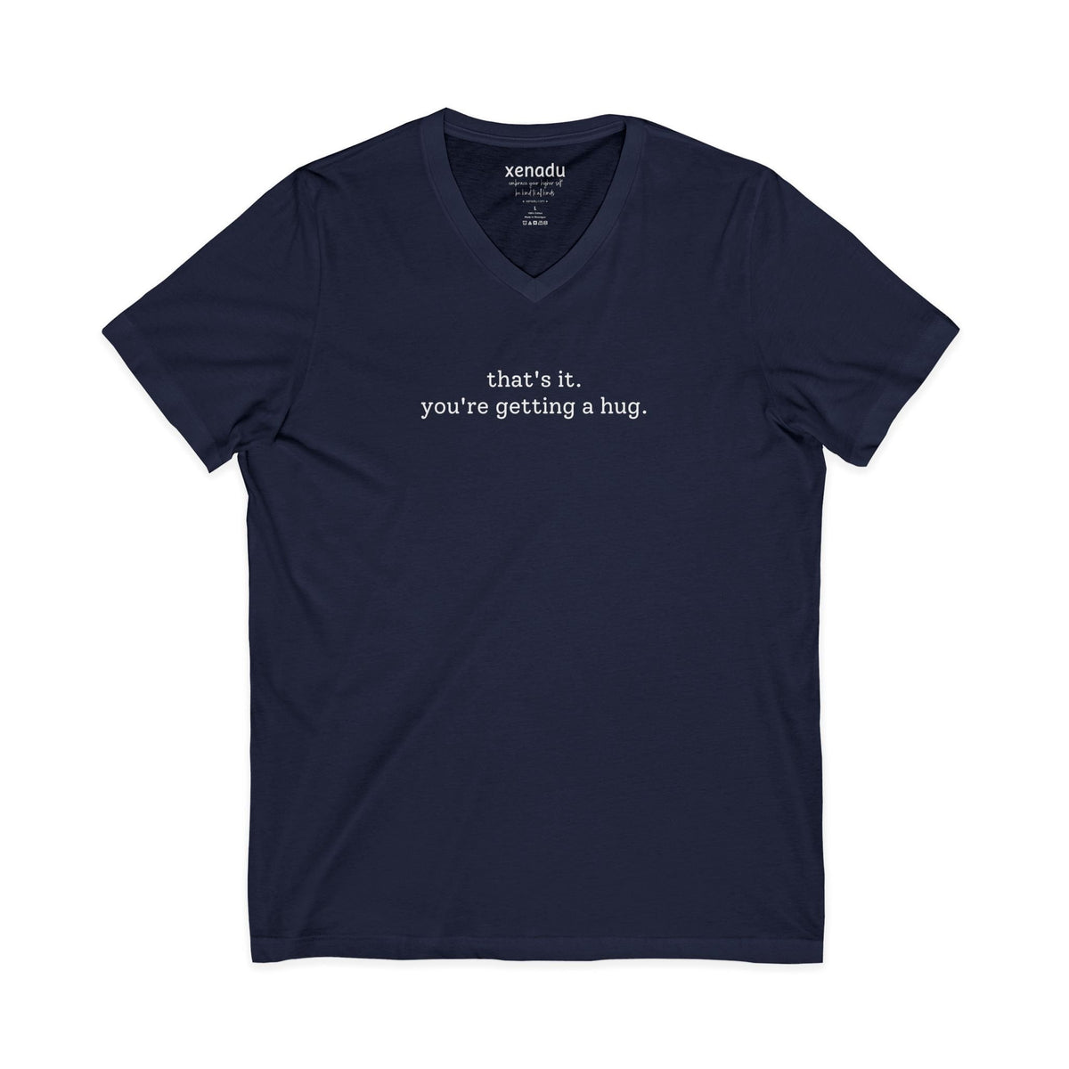 You're Getting A Hug V-Neck Tee Navy V-neck