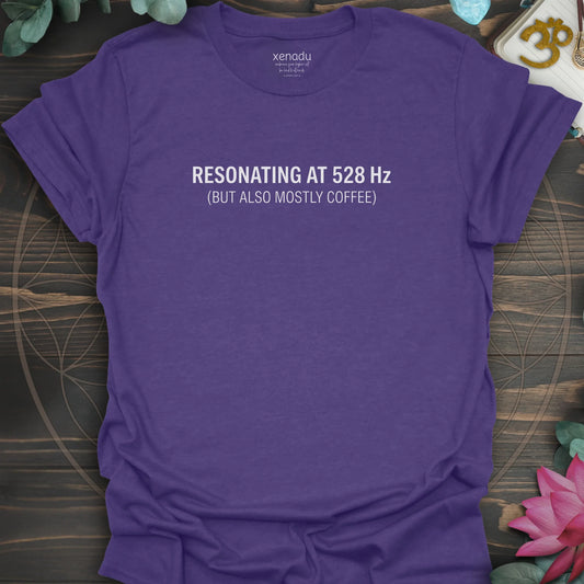 528 Hz and Coffee Tee Heather Purple T-Shirt