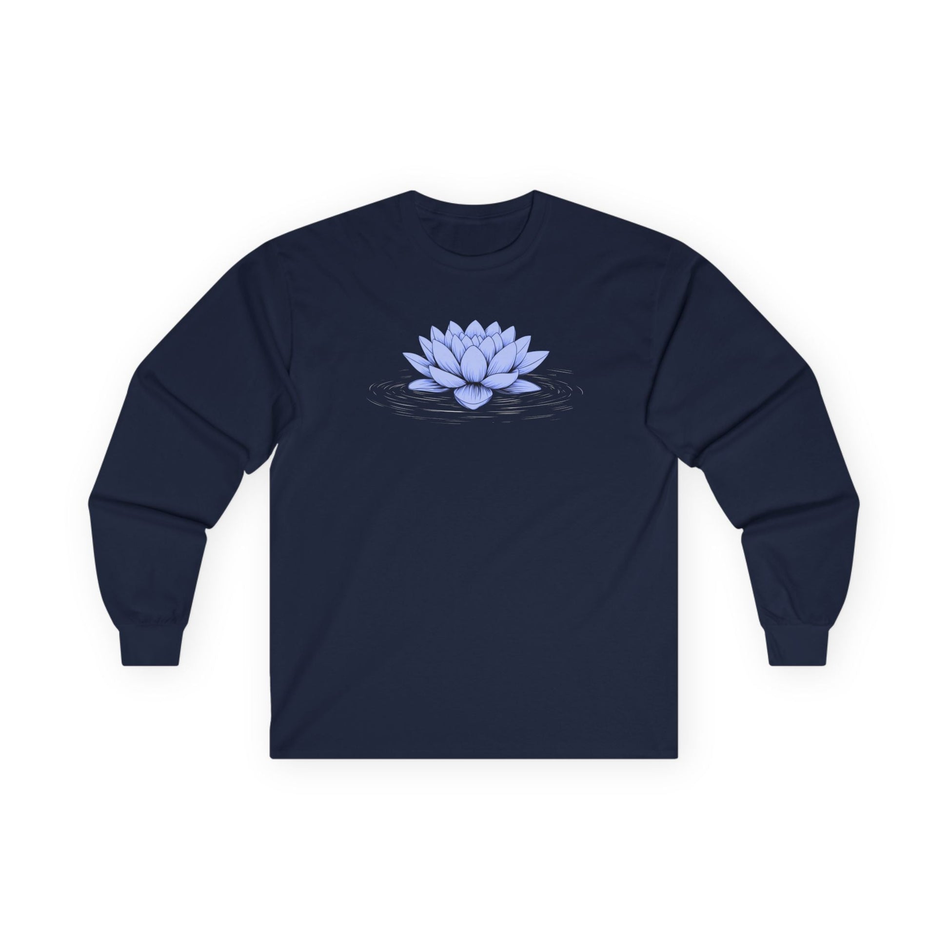 Floating Blue Lotus Long Sleeve Tee Navy Long-sleeve