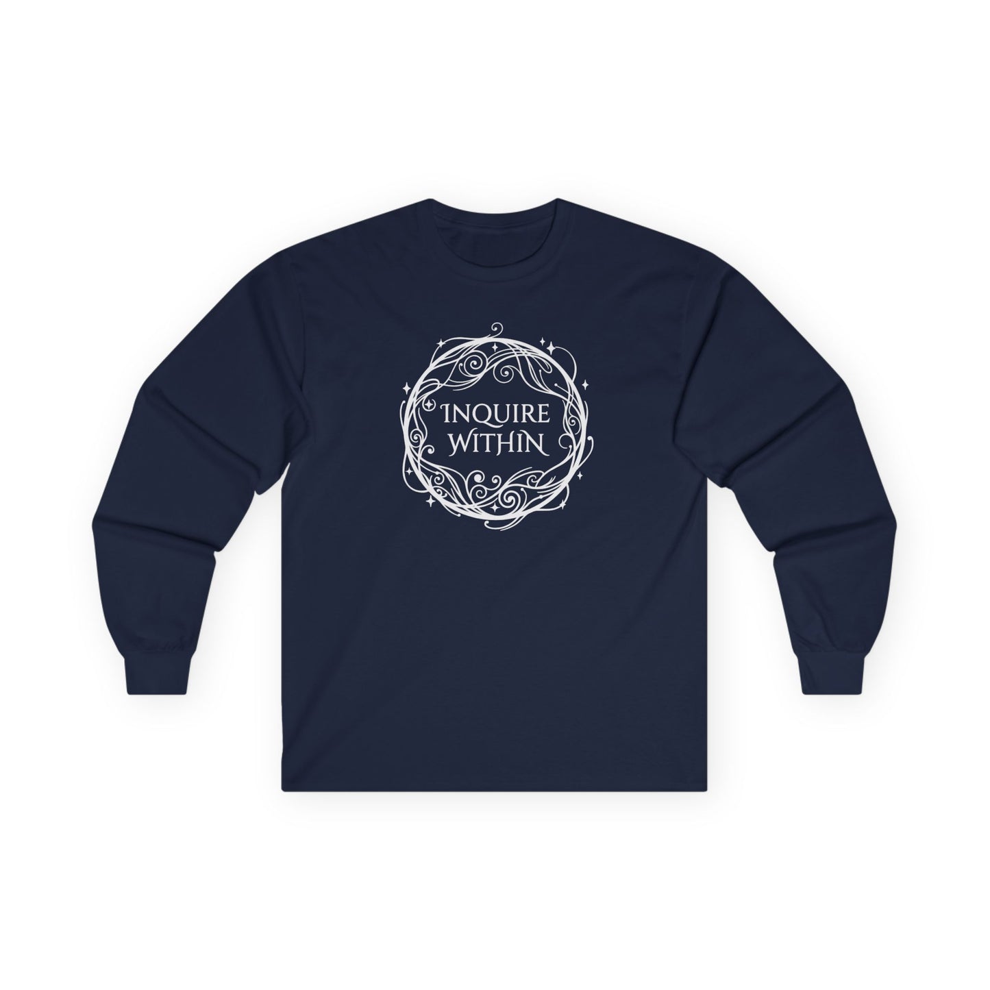 Inquire Within Long Sleeve Tee Navy Long-sleeve