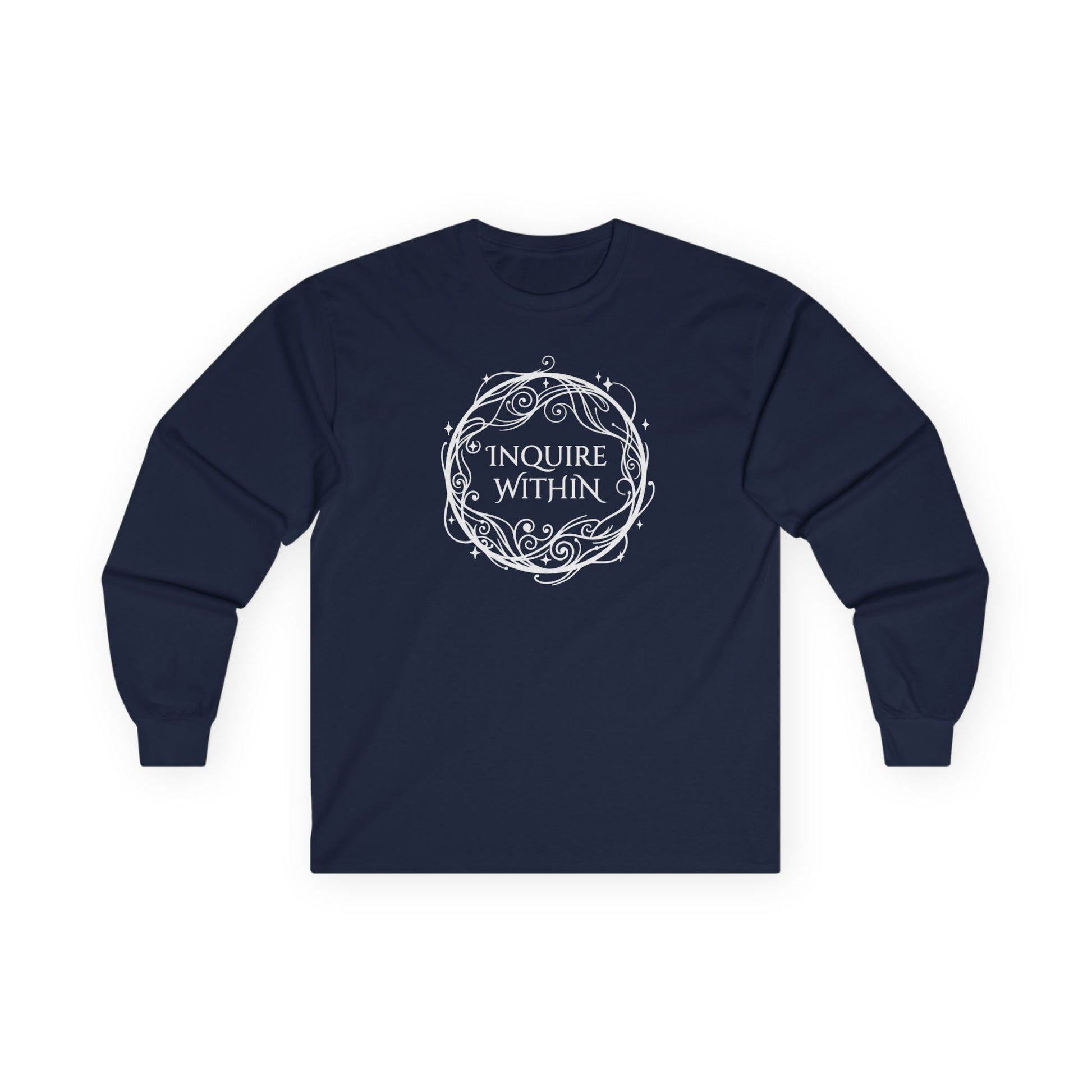 Inquire Within Long Sleeve Tee Navy Long-sleeve