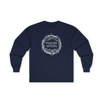 Inquire Within Long Sleeve Tee Navy Long-sleeve