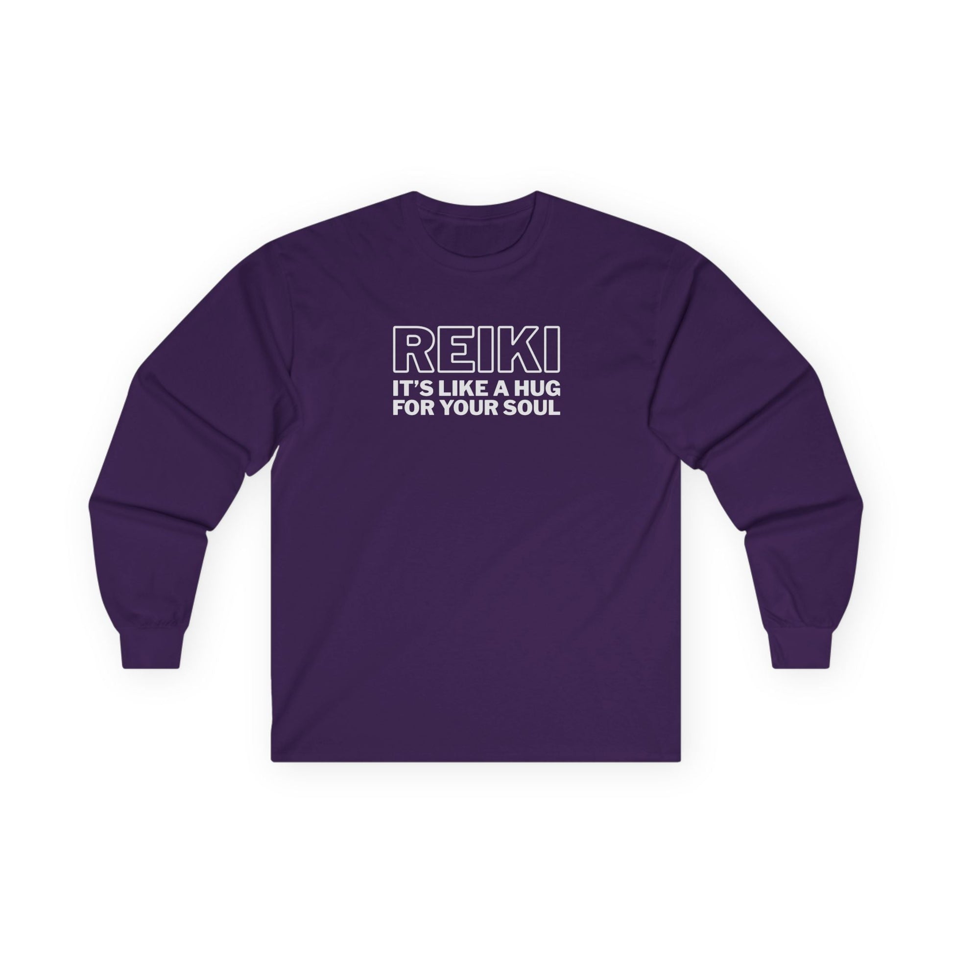 Reiki It's Like a Hug Long Sleeve Tee Purple Long-sleeve