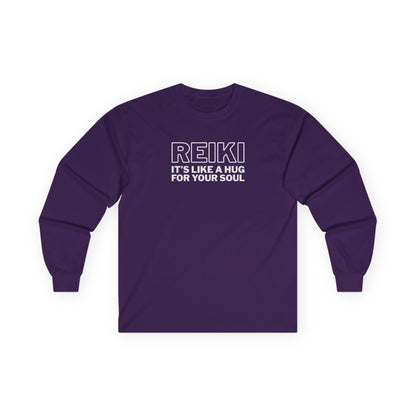 Reiki It's Like a Hug Long Sleeve Tee Purple Long-sleeve