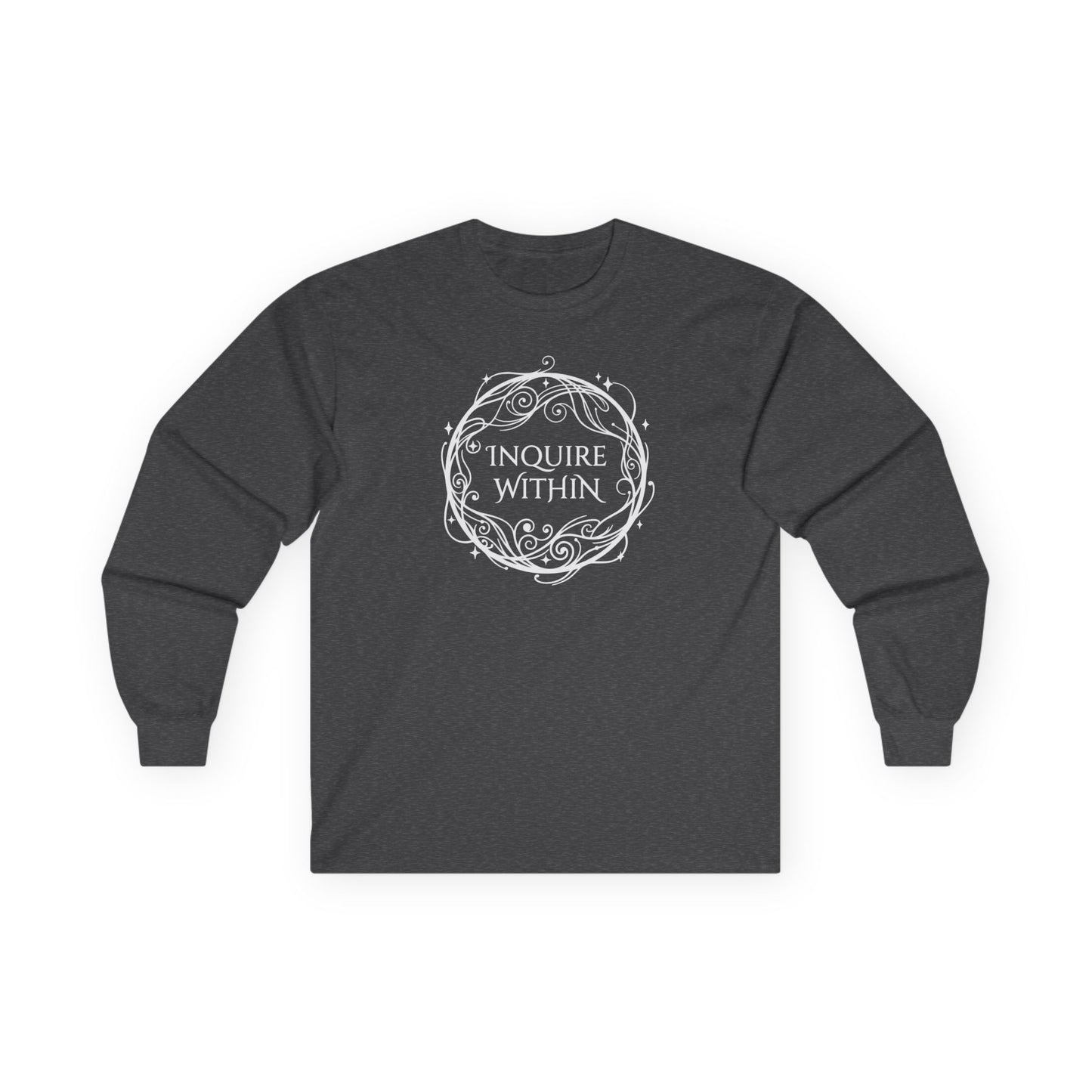 Inquire Within Long Sleeve Tee Dark Heather Grey Long-sleeve