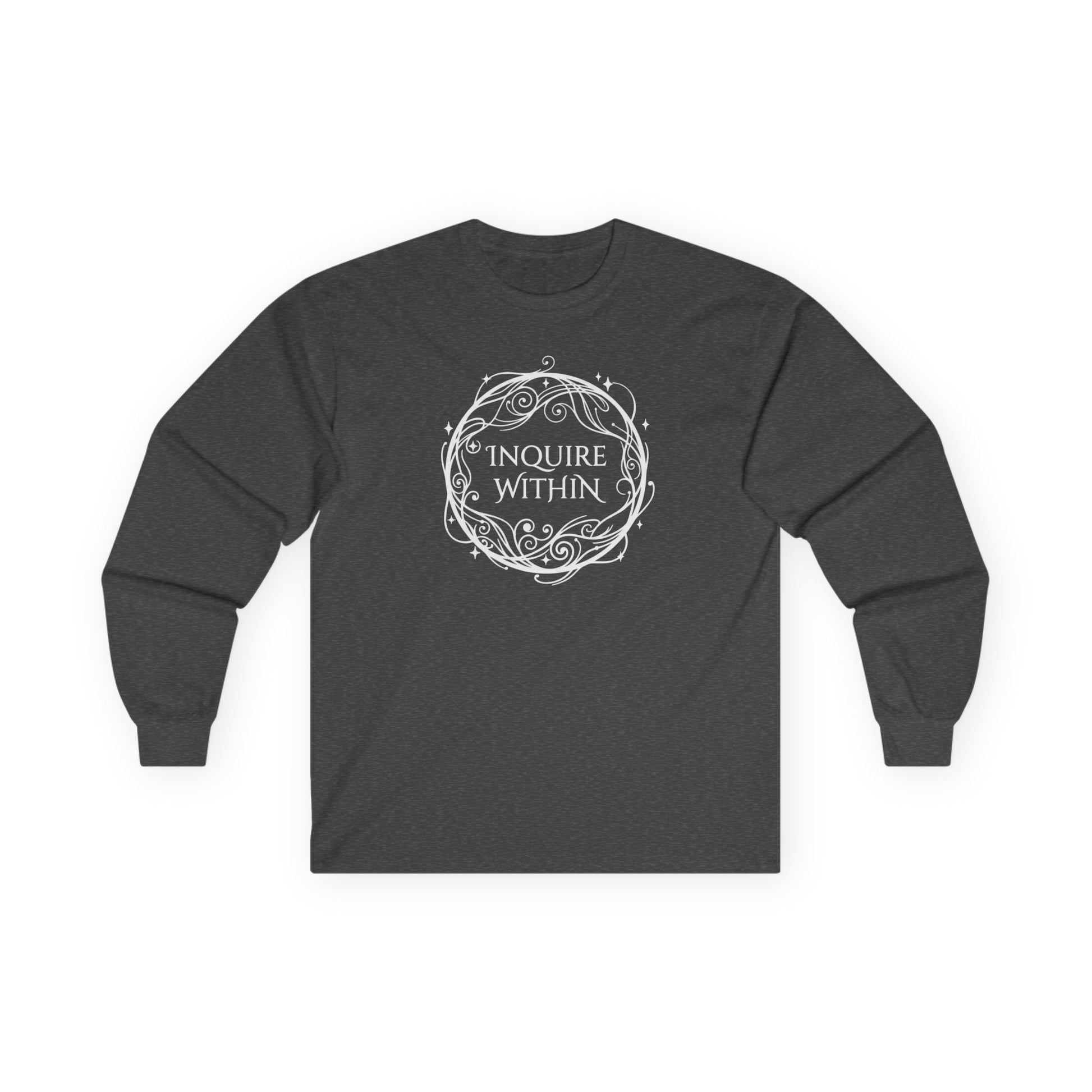 Inquire Within Long Sleeve Tee Dark Heather Grey Long-sleeve