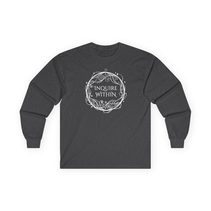 Inquire Within Long Sleeve Tee Dark Heather Grey Long-sleeve