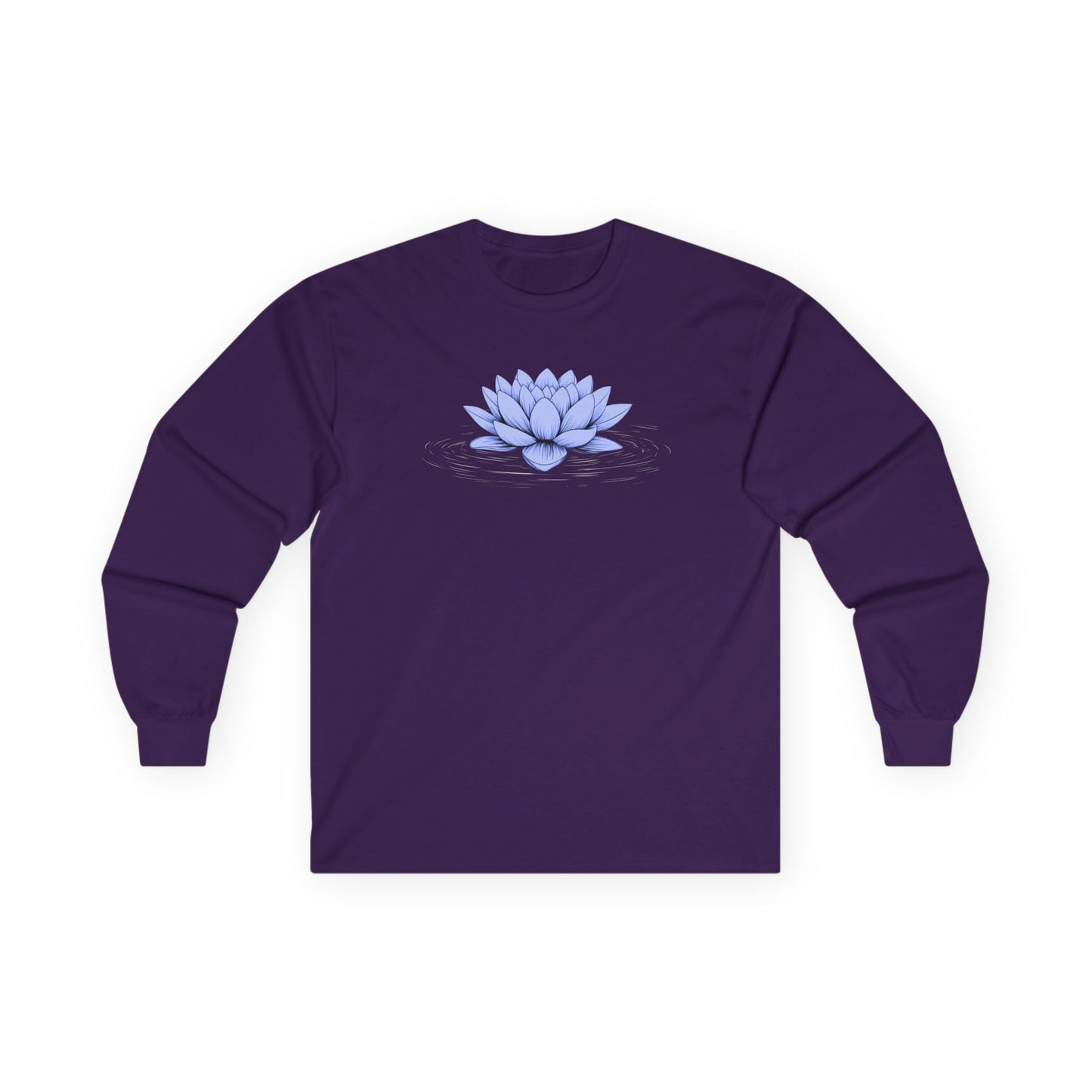 Floating Blue Lotus Long Sleeve Tee Purple Long-sleeve