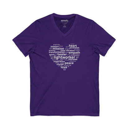 Heart of a Lightworker V-Neck Tee Purple V-neck