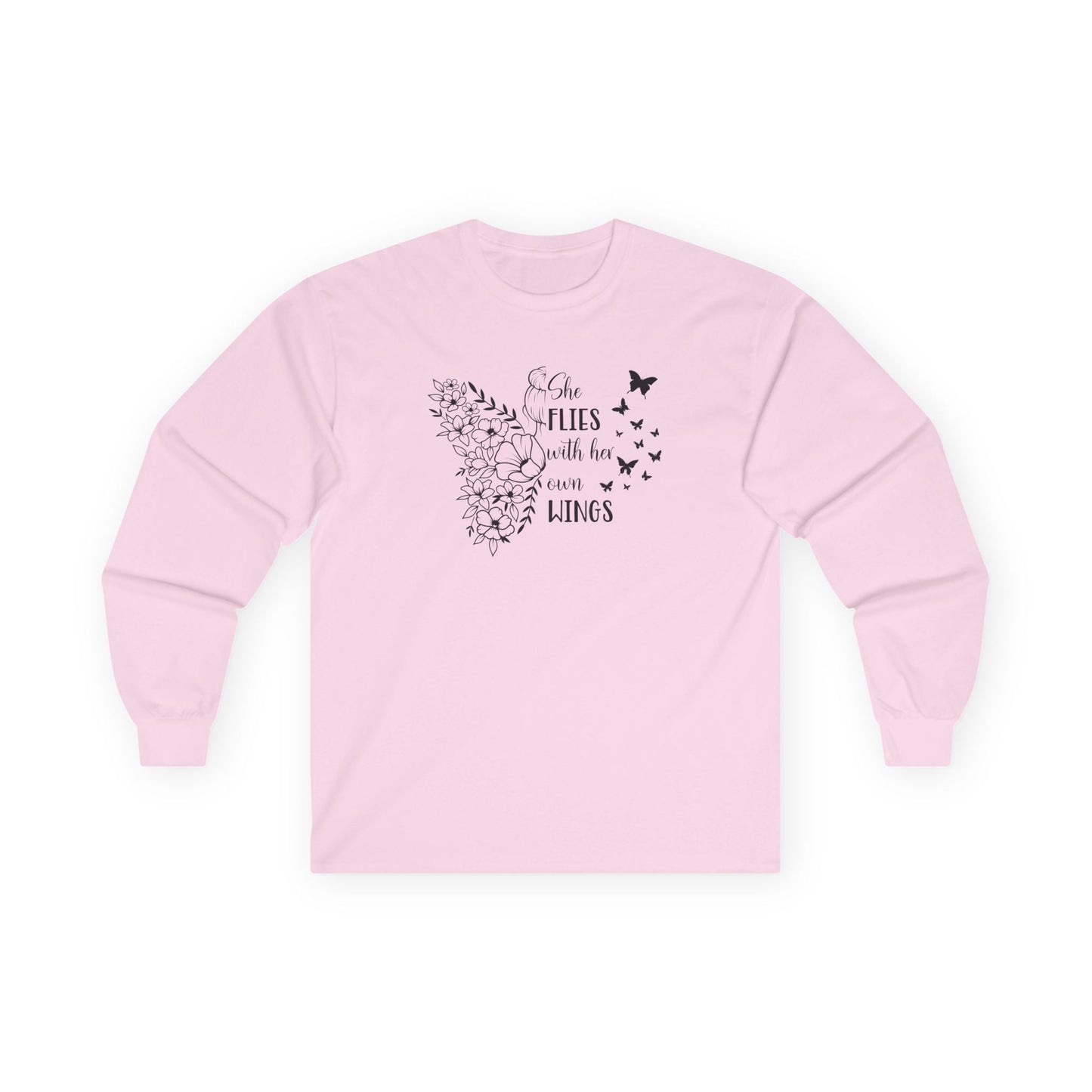 With Her Own Wings Long Sleeve Tee Light Pink Long-sleeve