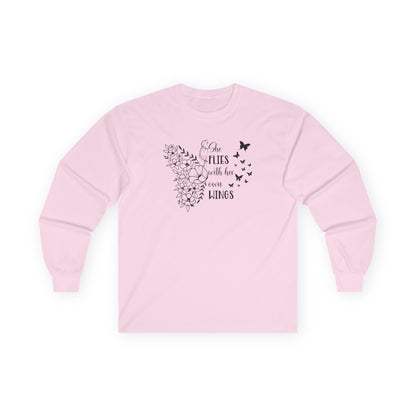 With Her Own Wings Long Sleeve Tee Light Pink Long-sleeve