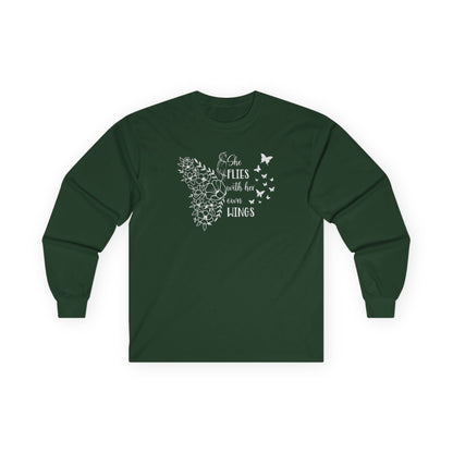 With Her Own Wings Long Sleeve Tee Forest Green Long-sleeve