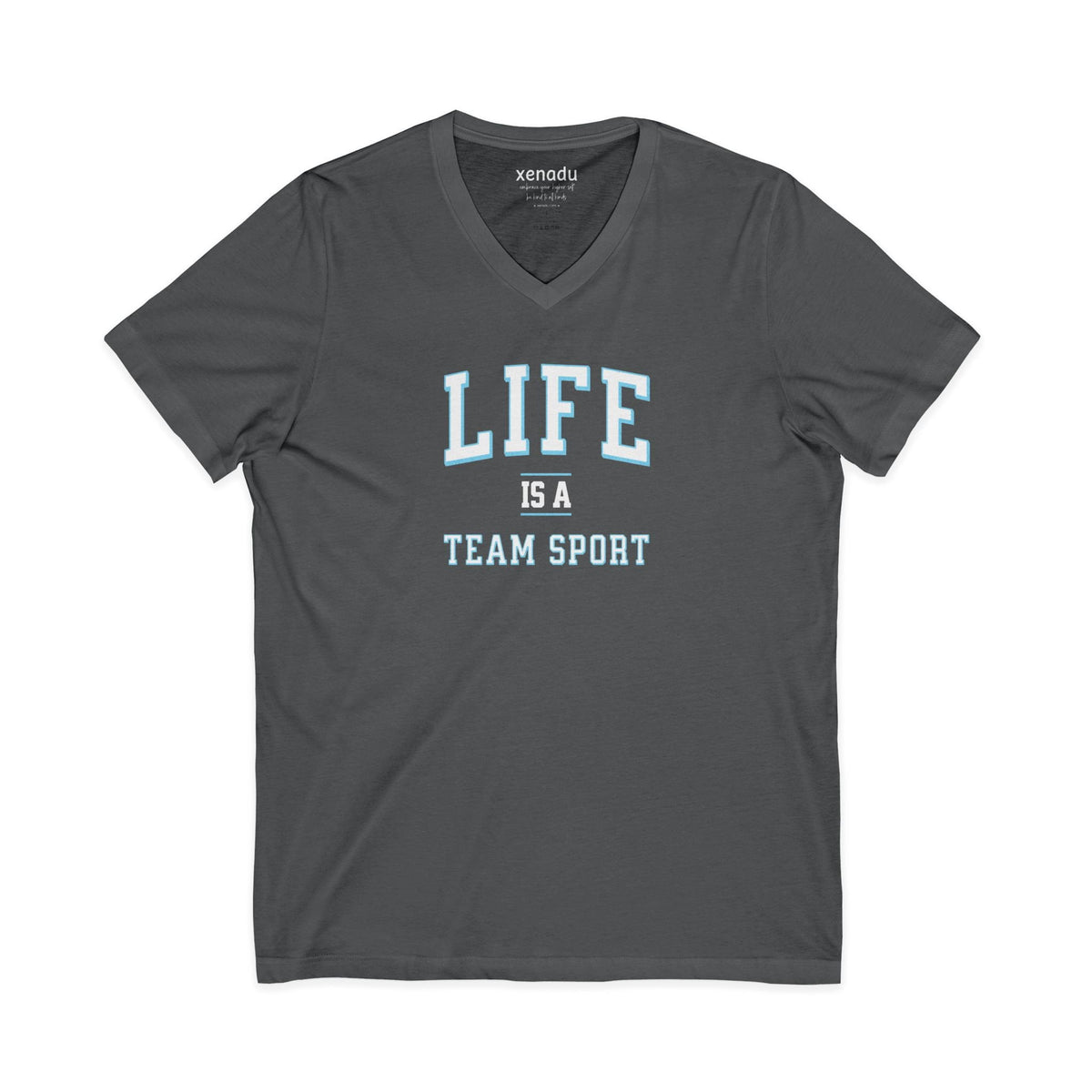 Life is a Team Sport V-Neck Tee Asphalt