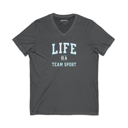 Life is a Team Sport V-Neck Tee Asphalt