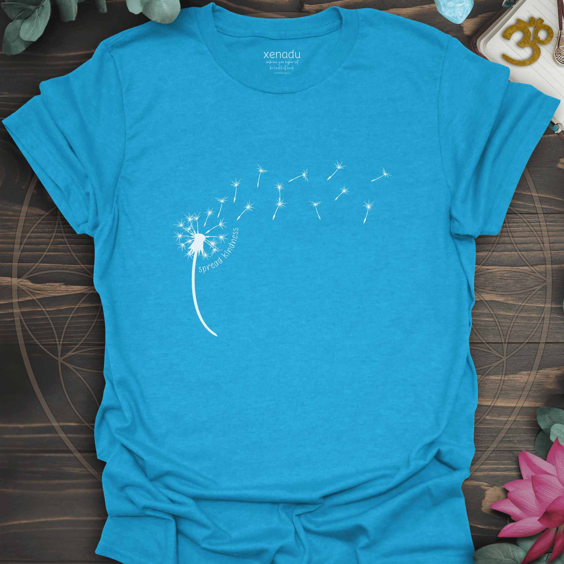 Kindness Dandelion Tee Heather Sapphire T-Shirt