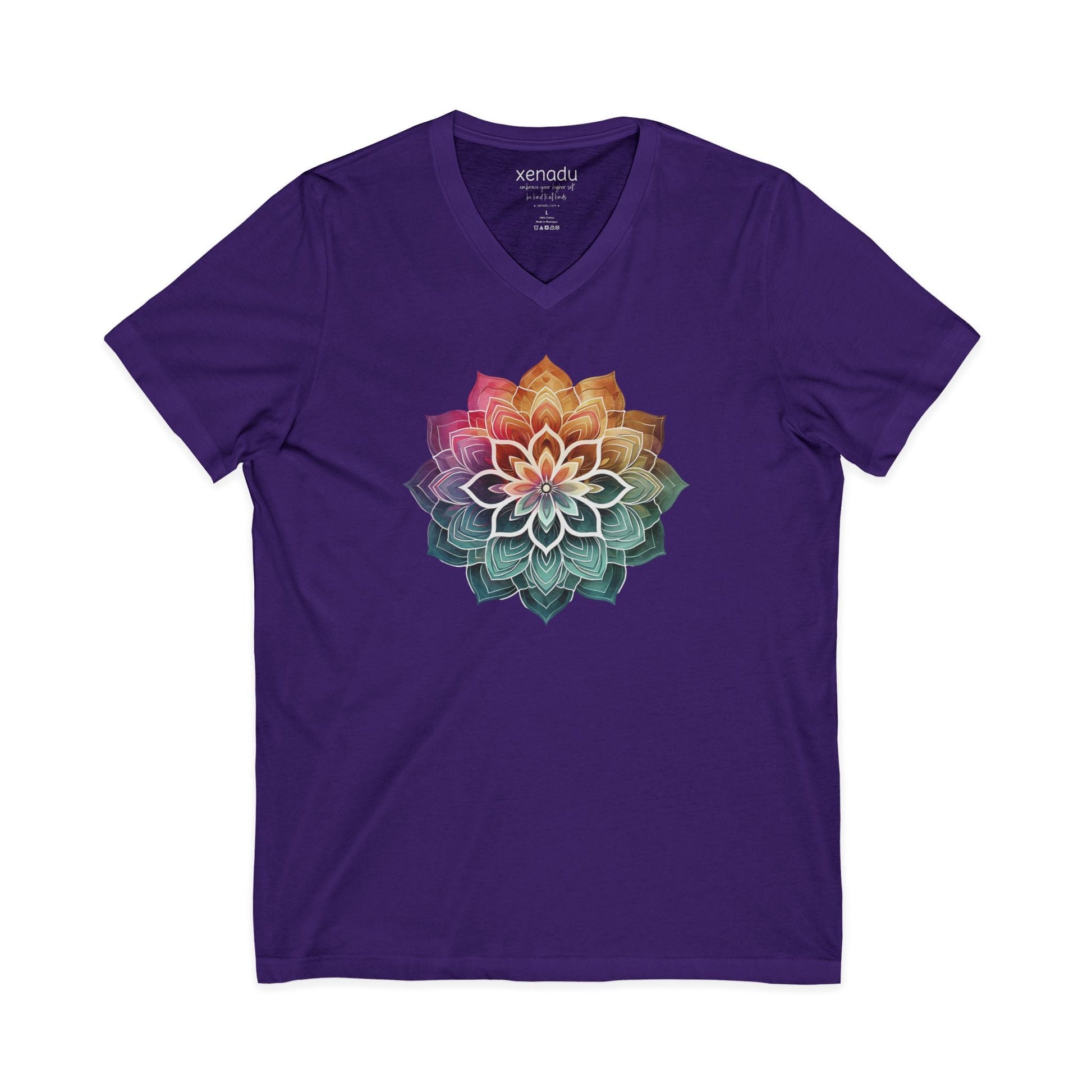 Boho Mandala V-Neck Tee Purple V-neck