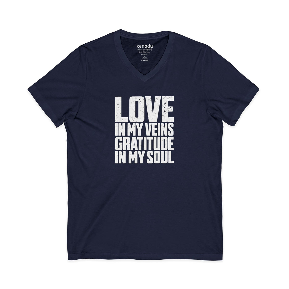 Love In My Veins V-Neck Tee Navy V-neck