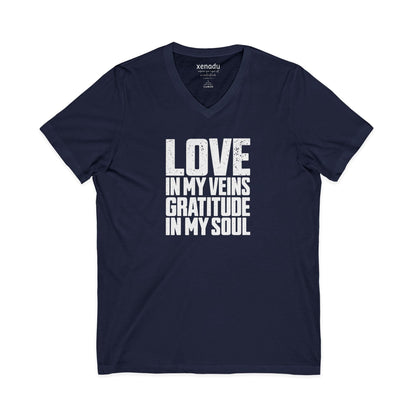Love In My Veins V-Neck Tee Navy V-neck