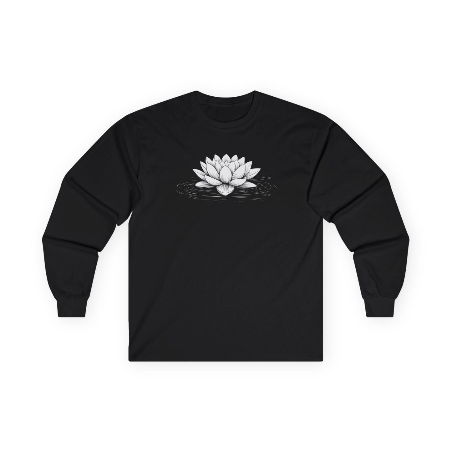 Floating Lotus Long Sleeve Tee Black Long-sleeve