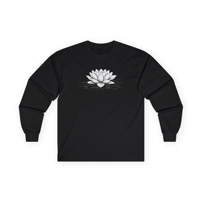 Floating Lotus Long Sleeve Tee Black Long-sleeve