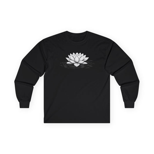 Floating Lotus Long Sleeve Tee Black Long-sleeve
