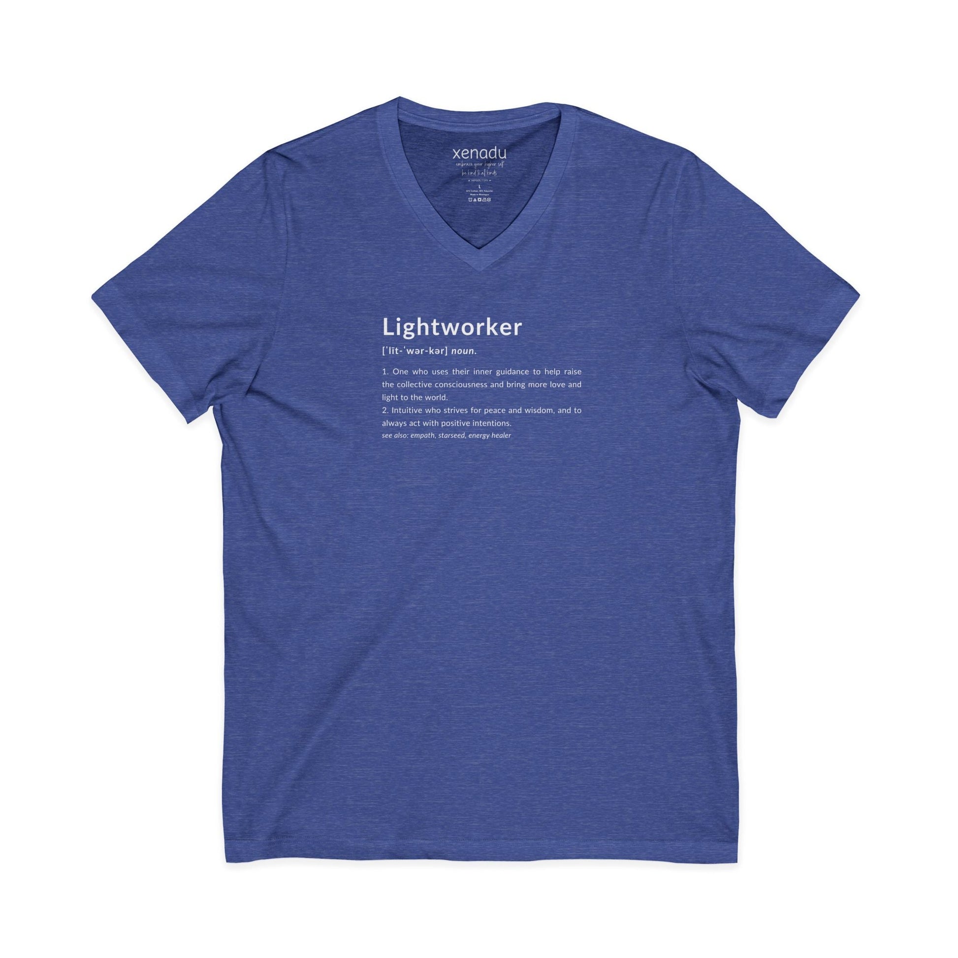 Lightworker Definition V-Neck Tee Heather True Royal V-neck