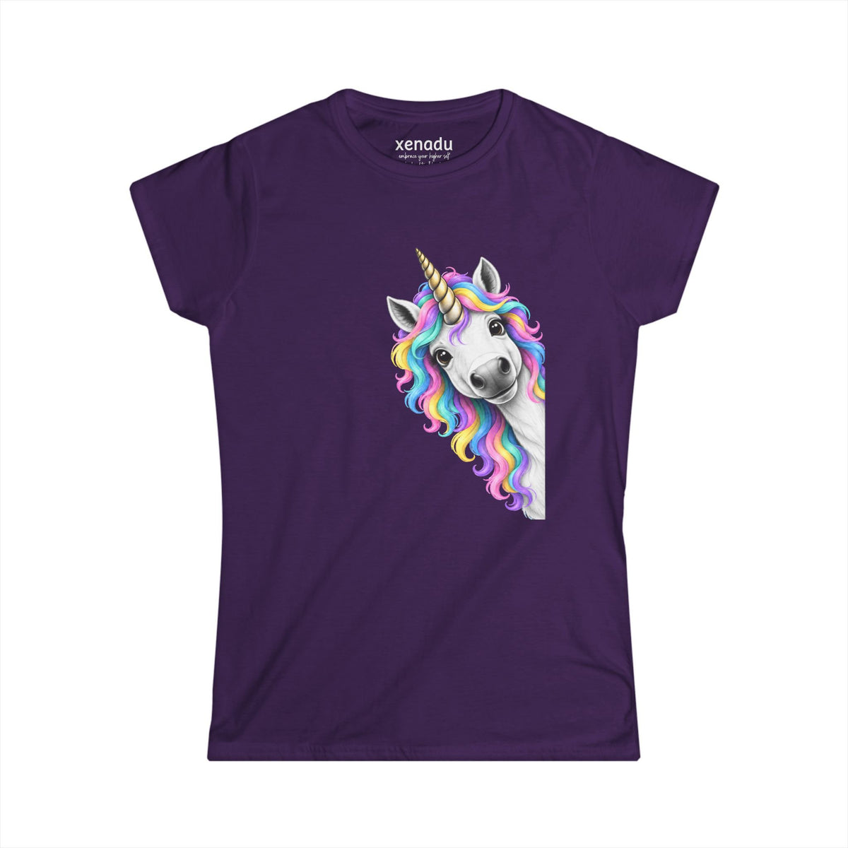 Peeking Unicorn Women's Tee Purple T-Shirt
