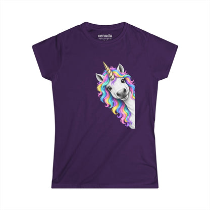 Peeking Unicorn Women's Tee Purple T-Shirt