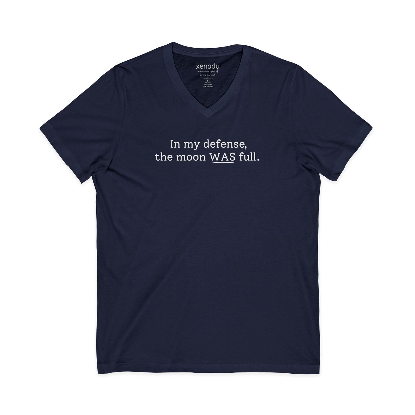 The Moon WAS Full V-Neck Tee Navy V-neck