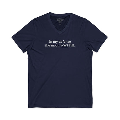 The Moon WAS Full V-Neck Tee Navy V-neck