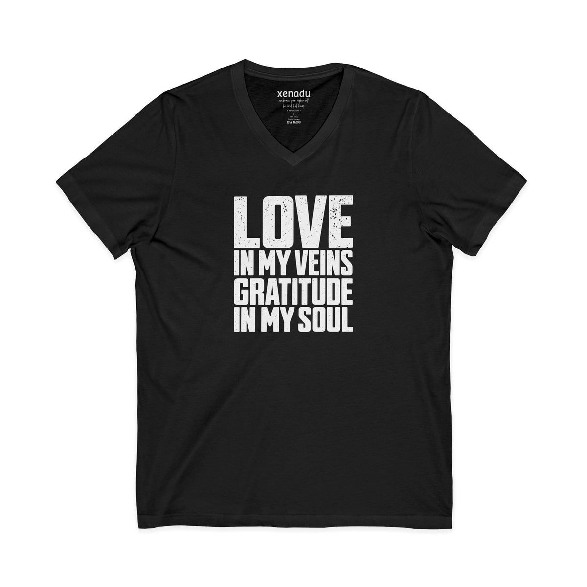 Love In My Veins V-Neck Tee Black V-neck