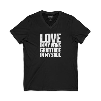 Love In My Veins V-Neck Tee Black V-neck