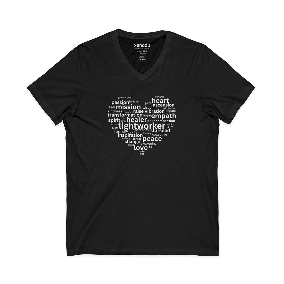Heart of a Lightworker V-Neck Tee Black V-neck