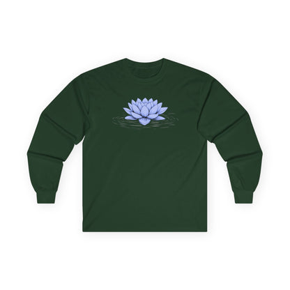 Floating Blue Lotus Long Sleeve Tee Forest Green Long-sleeve