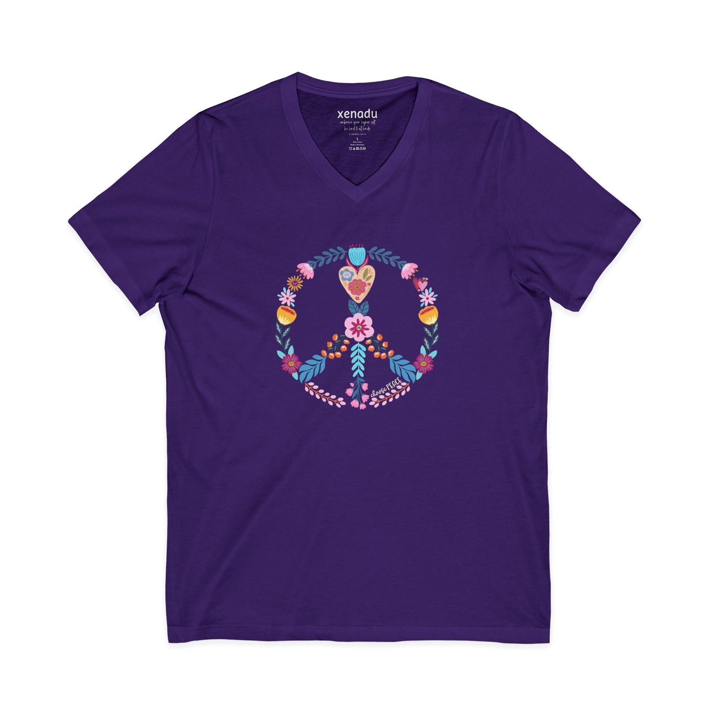 Choose Peace V-Neck Tee Purple V-neck