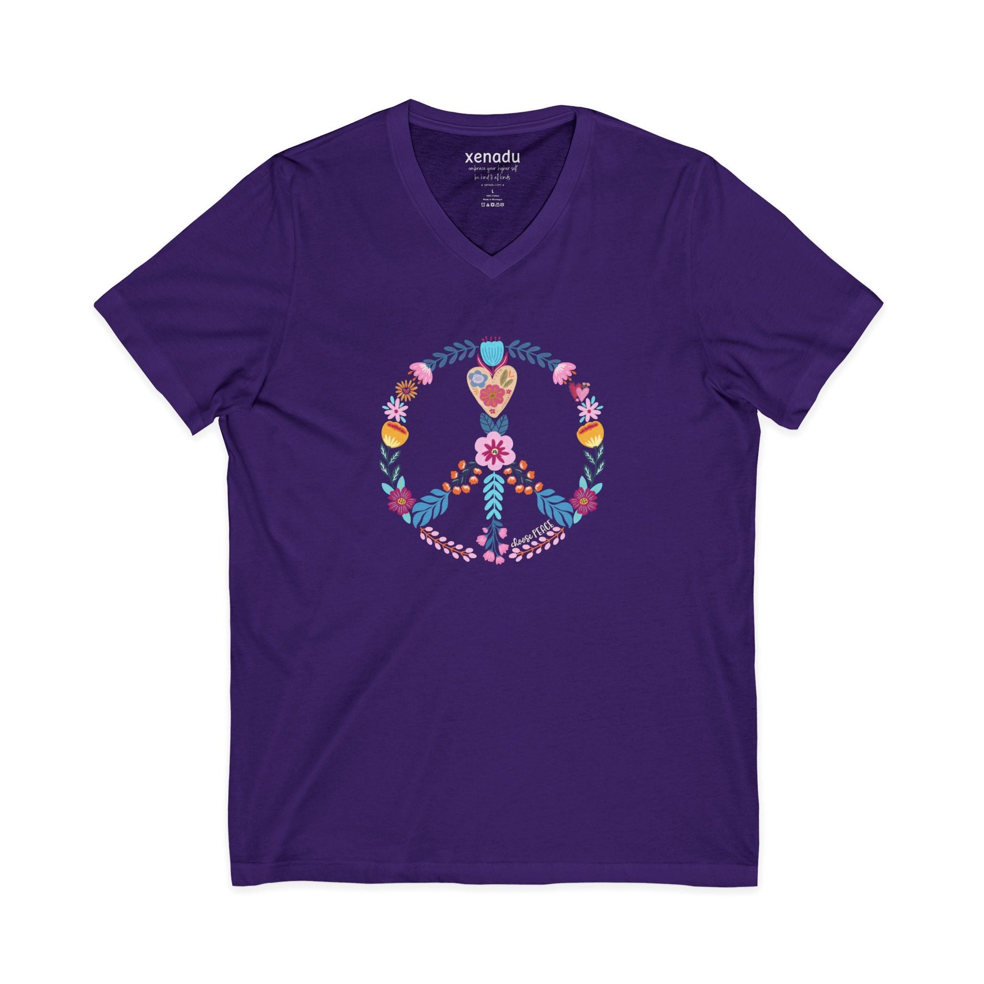 Choose Peace V-Neck Tee Purple V-neck