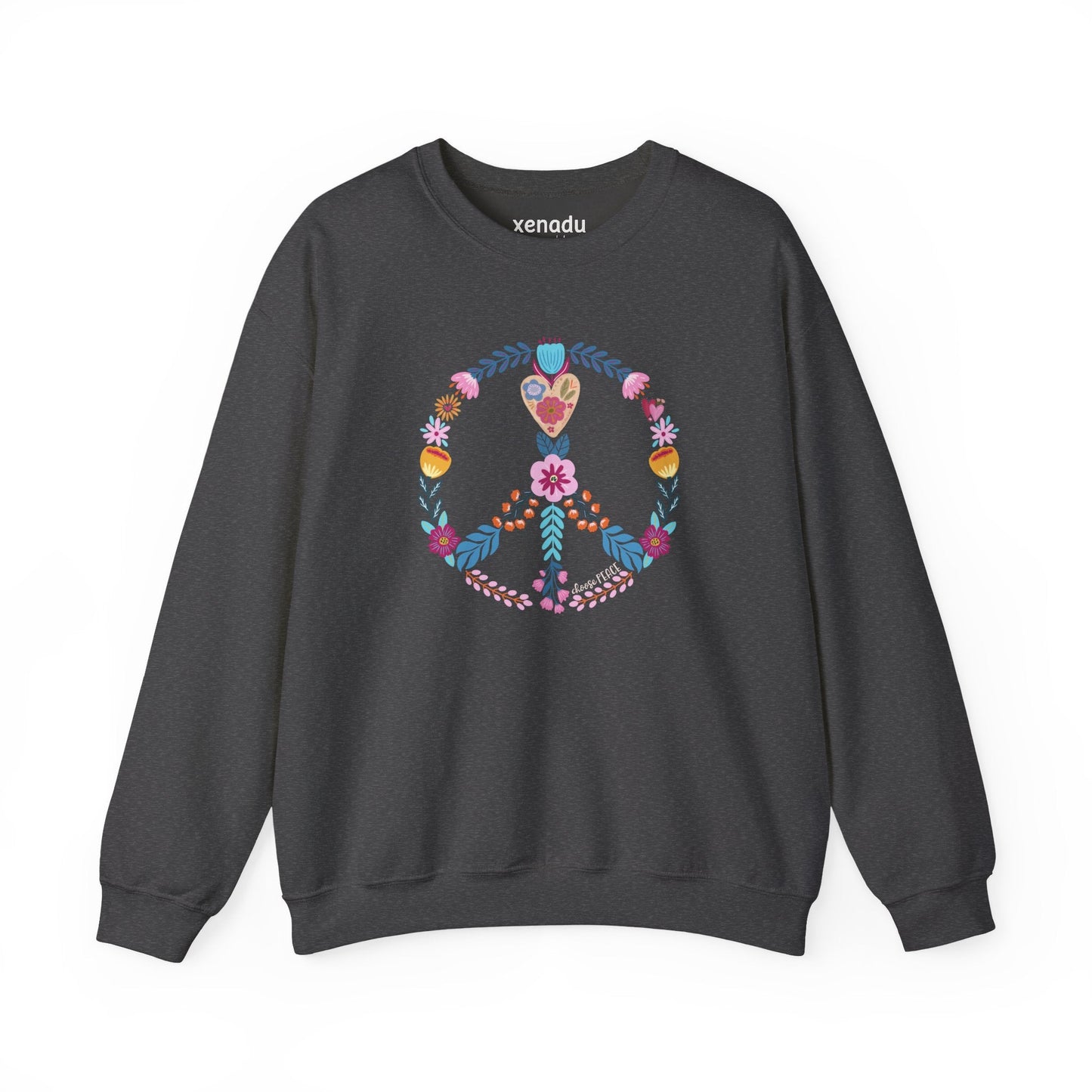 Choose Peace Sweatshirt Dark Heather Grey Sweatshirt