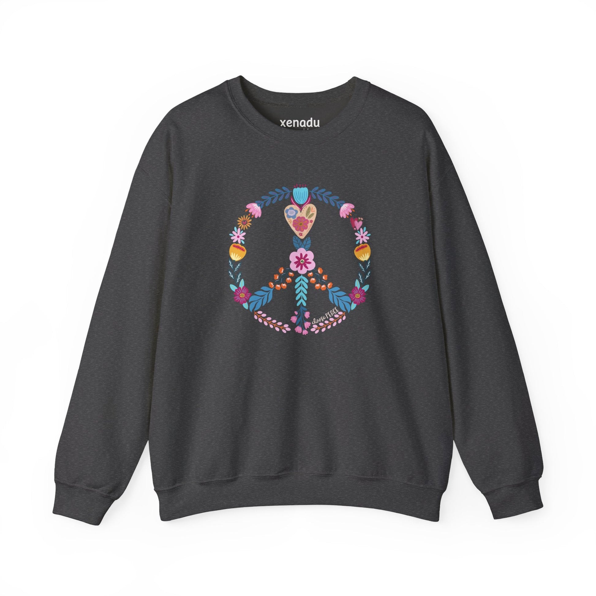 Choose Peace Sweatshirt Dark Heather Grey Sweatshirt