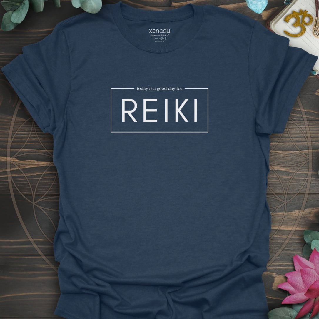 A Good Day for Reiki Tee Heather Navy T-Shirt