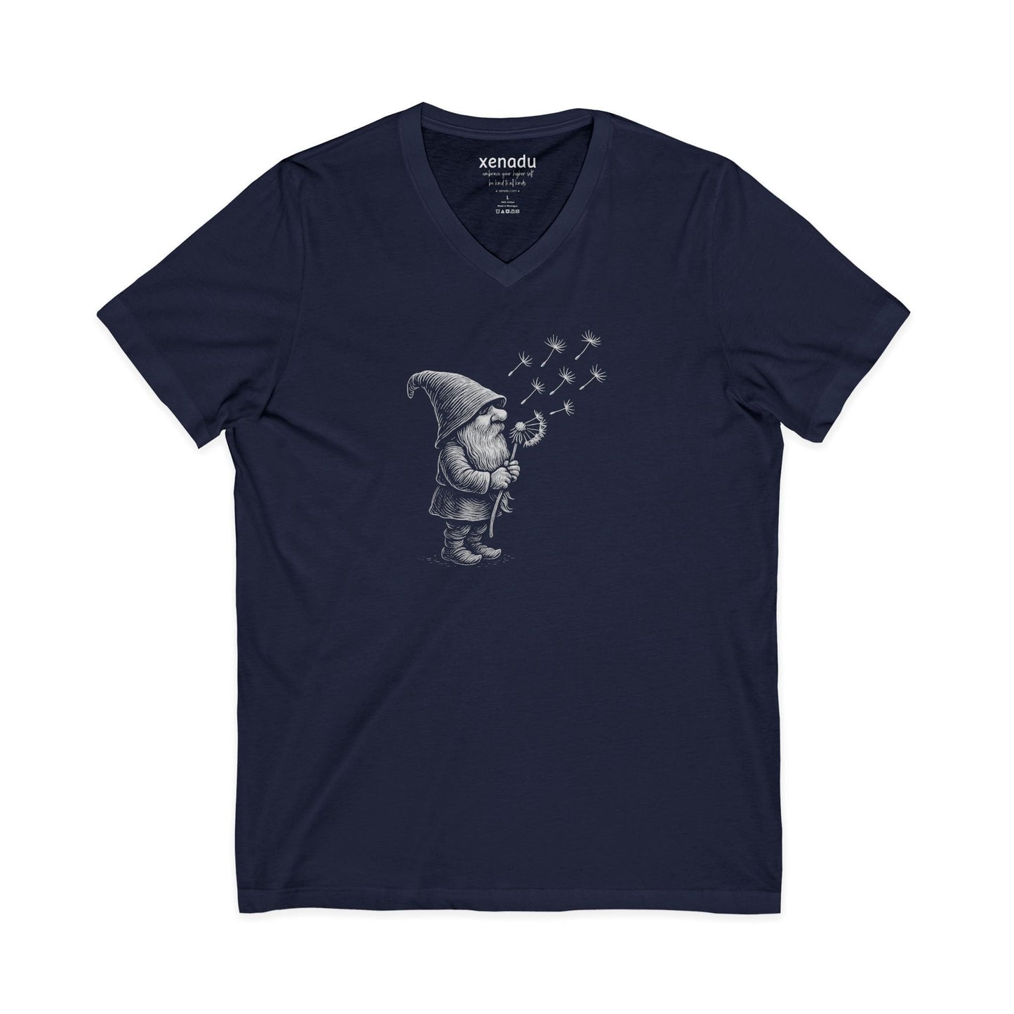 Wishing Gnome V-Neck Tee Navy V-neck