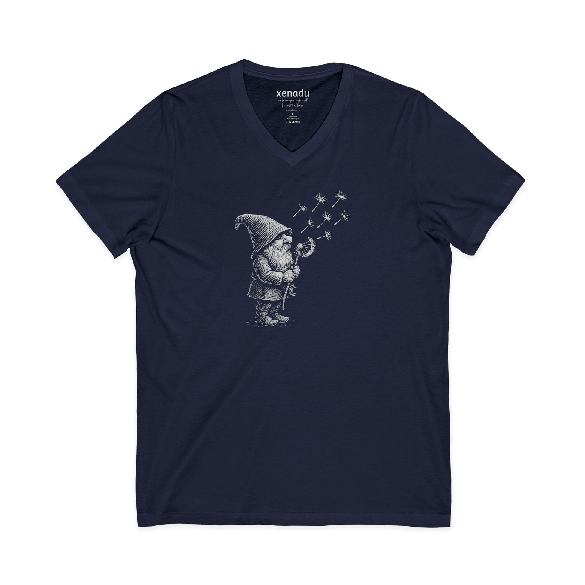Wishing Gnome V-Neck Tee Navy V-neck