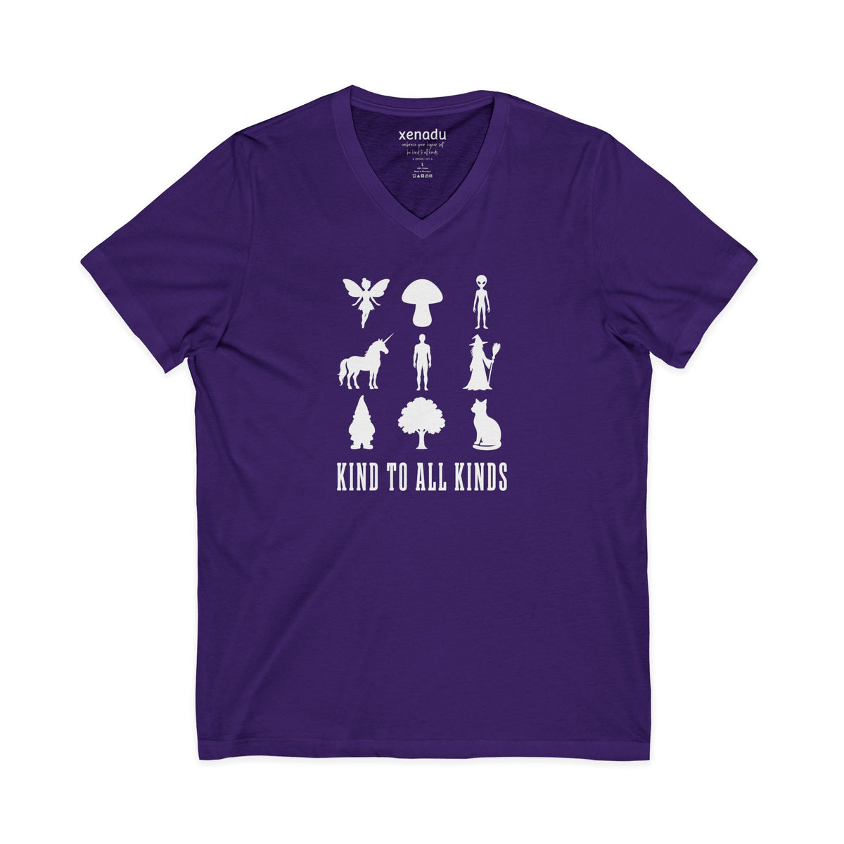 I'm Kind To All Kinds V-Neck Tee Team Purple