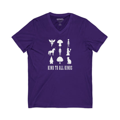 I'm Kind To All Kinds V-Neck Tee Team Purple