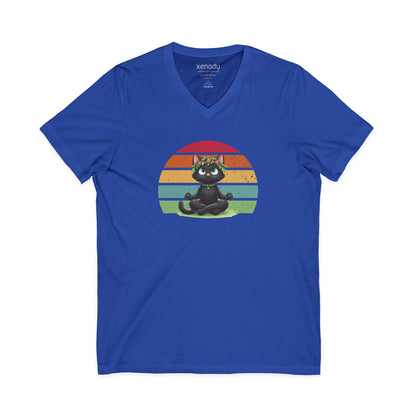 Kitty Sukhasana V-Neck Tee Royal Blue V-neck