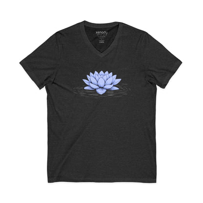 Floating Blue Lotus V-Neck Tee Dark Heather Grey V-neck