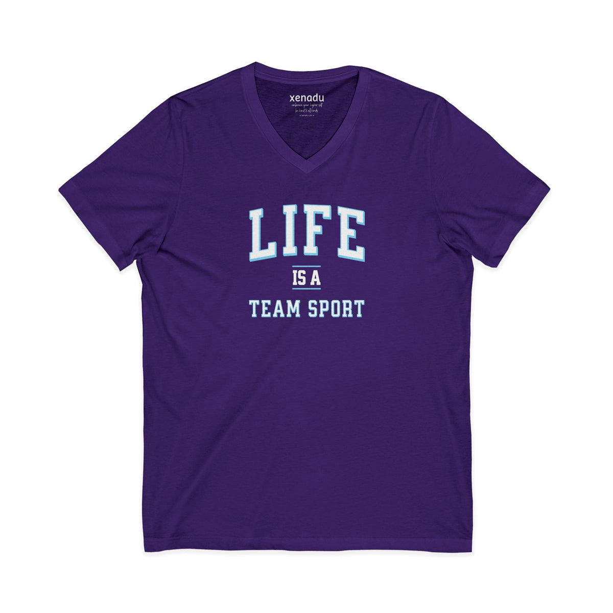 Life is a Team Sport V-Neck Tee Team Purple
