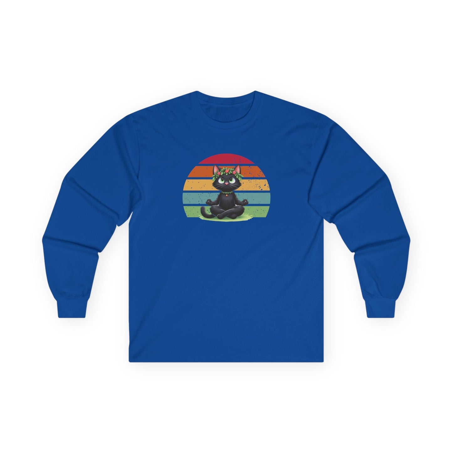 Kitty Sukhasana Long Sleeve Tee Royal Blue Long-sleeve