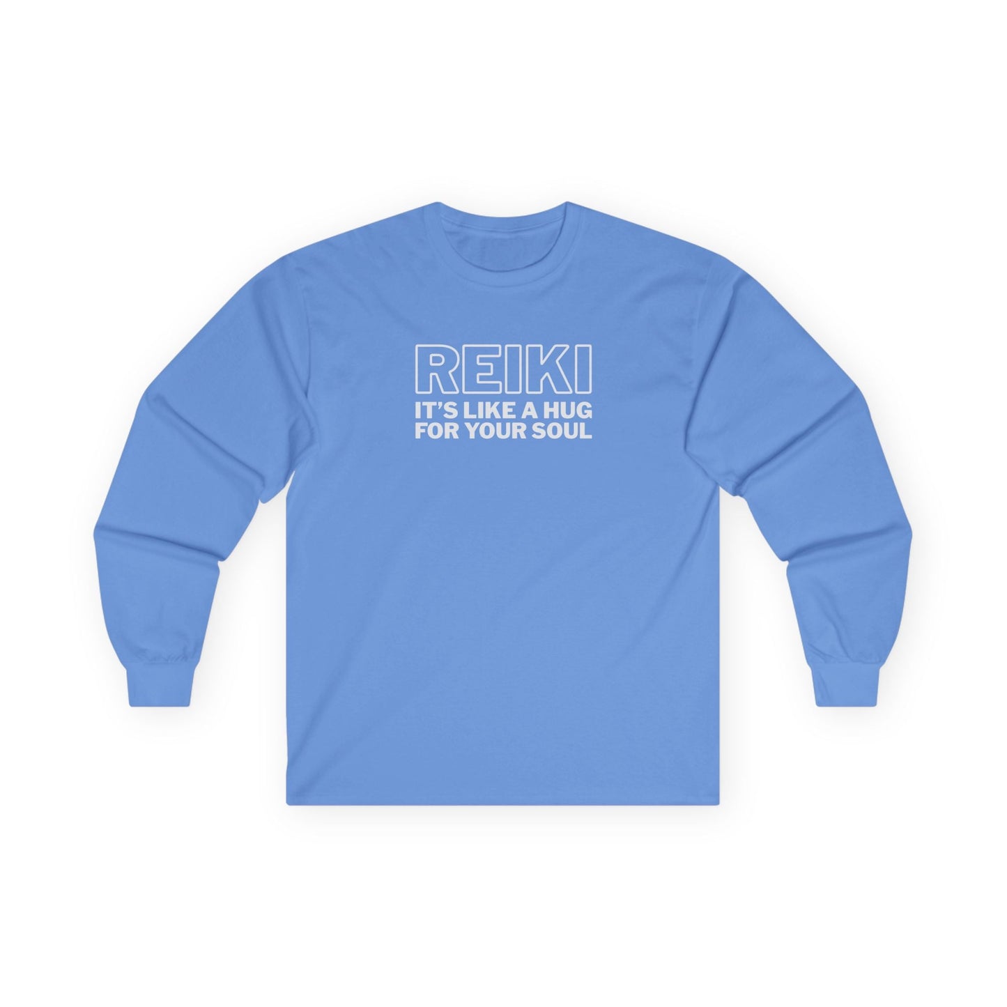 Reiki It's Like a Hug Long Sleeve Tee Carolina Blue Long-sleeve