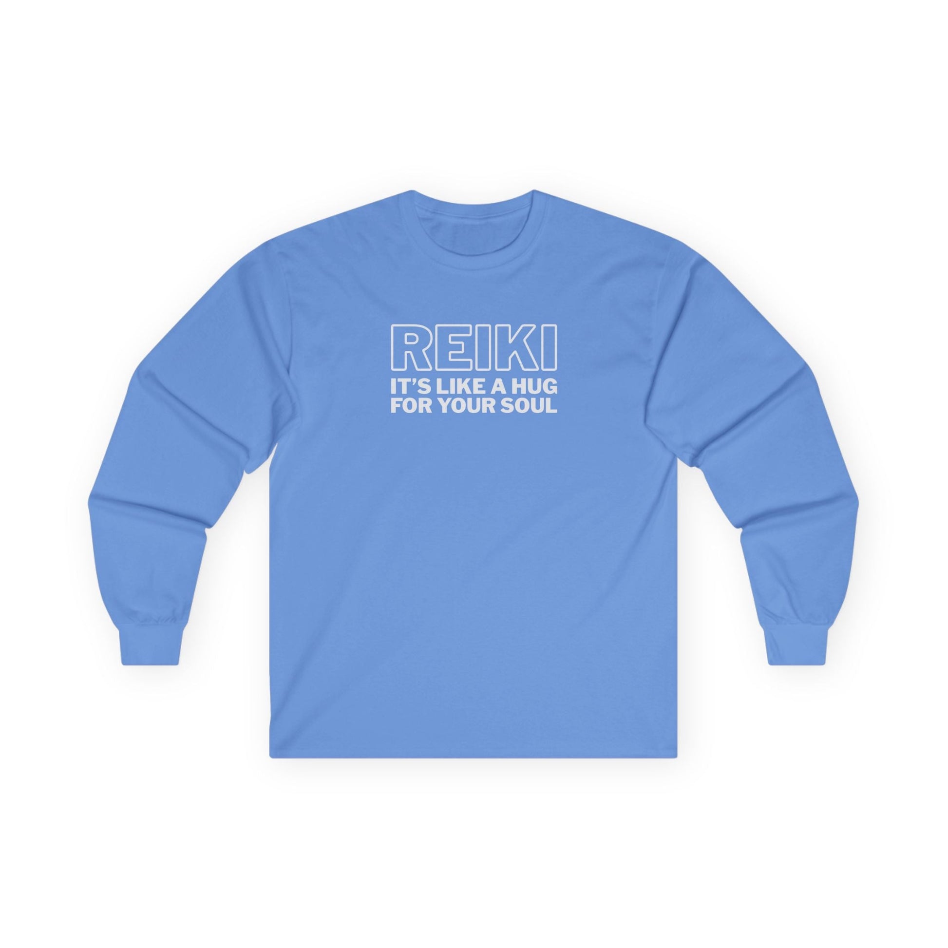 Reiki It's Like a Hug Long Sleeve Tee Carolina Blue Long-sleeve